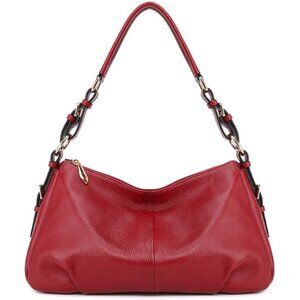 Soft Leather Hobo Bags for Women Genuine Top Handle Handbags Shoulder Purses Red